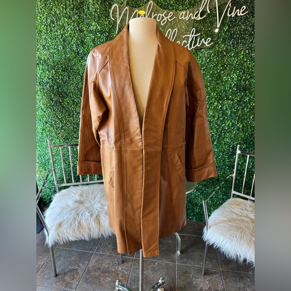 Vintage Phase Two Women's Tan Leather Coat size XL - Picture 1 of 10